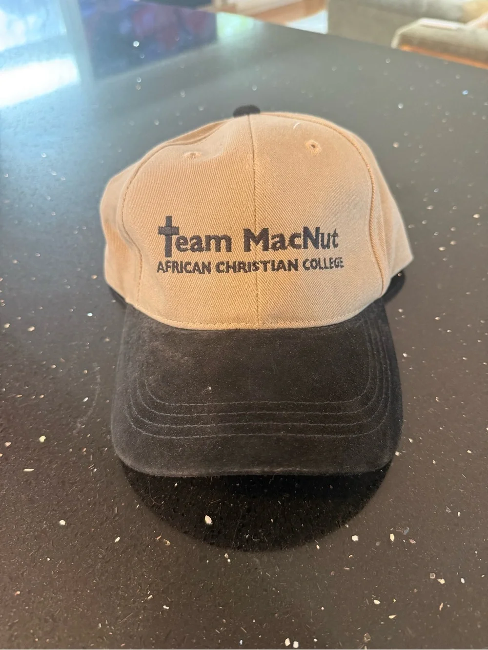 Team MacNut African Christian College Two-Tone Baseball Cap - Tan/Black